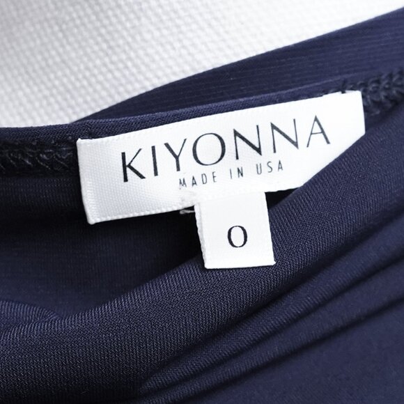 Kiyonna Blue Wrap Dress Navy Bridesmaid A Line Sweetheart Fit Flare Essential - Picture 11 of 11